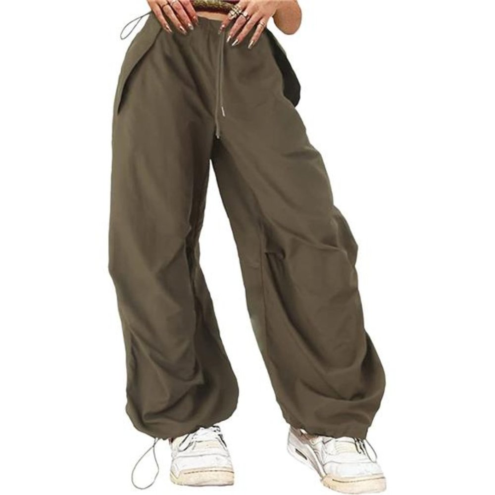 Women's Parachute Pants Drawstring Elastic Low Waist Sweatpants